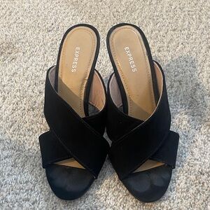 Express Women's Black Crisscross Mules